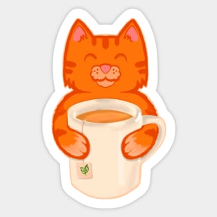 Cat Sipping Tea Sticker